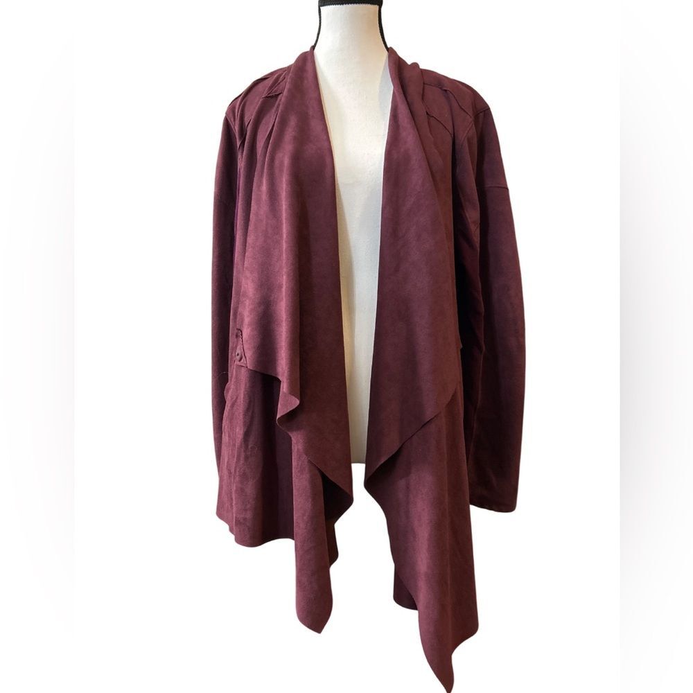 Blank NYC Deep Burgundy Faux Suede Draped Jacket